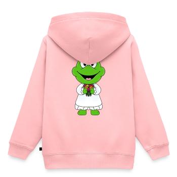 BRAUT - HOCHZEIT - HEIRATEN - FROSCH - KRÖTE - Kinder Premium Organic Hoodie - Rosa - Hinten - AI Model Kid Female (0cm)