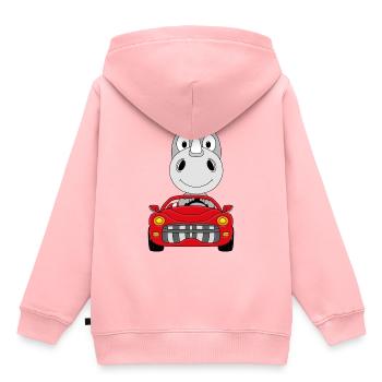 AUTO - NASHORN - CABRIO - TIER - TIERISCH - Kinder Premium Organic Hoodie - Rosa - Hinten - AI Model Kid Female (0cm)