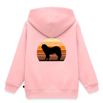 Chien de berger du Caucase Silhouette Rétro Coucher de soleil - Sweat Premium à capuche enfant bio - rose - Dos - AI Model Kid Female (0cm)