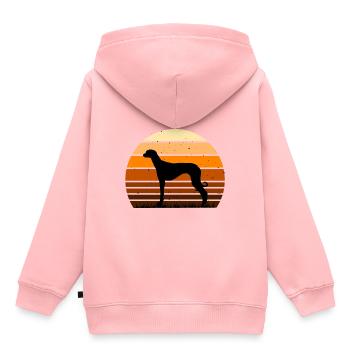 Alte kroatische Windhund Hund Silhouette Retro Sonne - Kinder Premium Organic Hoodie - Rosa - Hinten - AI Model Kid Female (0cm)