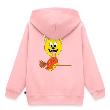 MONSTER - HEXE - KIND - BABY - HEXENBESEN - Kinder Premium Organic Hoodie - Rosa - Hinten - AI Model Kid Female (0cm)