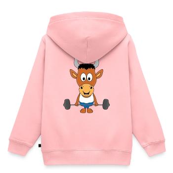 FITNESS - SPORT - GEWICHTHEBEN - BODYBUILDING - Kinder Premium Organic Hoodie - Rosa - Hinten - AI Model Kid Female (0cm)