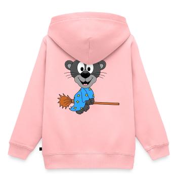 HEXENBESEN - FLIEGEN - HEXE - PANTER - TIER - Kinder Premium Organic Hoodie - Rosa - Hinten - AI Model Kid Female (0cm)