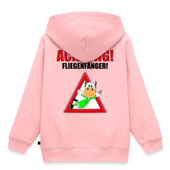 ACHTUNG! FLIEGENFÄNGER - KUH - TORWART - FUßBALL - Kinder Premium Organic Hoodie - Rosa - Hinten - AI Model Kid Female (0cm)