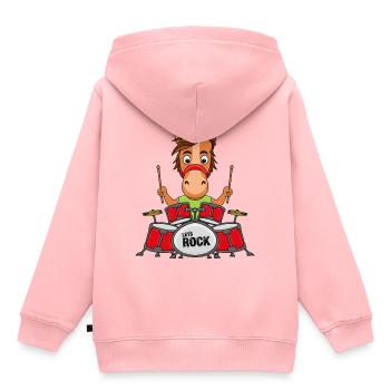 MUSIKER - SCHLAGZEUG - PFERD - PONY - TROMMLER - Kinder Premium Organic Hoodie - Rosa - Hinten - AI Model Kid Female (0cm)