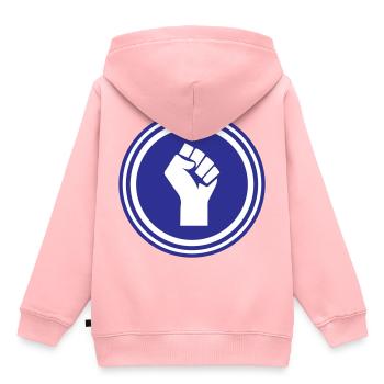 Hand Faust - Kinder Premium Organic Hoodie - Rosa - Hinten - AI Model Kid Female (0cm)