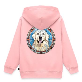 Große Pyrenäen Hunderasse Aquarellglas - Kinder Premium Organic Hoodie - Rosa - Hinten - AI Model Kid Female (0cm)