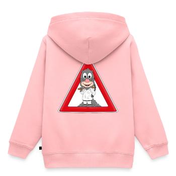 ACHTUNG MAULWURF - Kinder Premium Organic Hoodie - Rosa - Hinten - AI Model Kid Female (0cm)