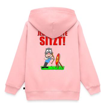 BOGENSCHIEßEN - MAULWURF - JEDER DRITTE SITZT! - Kinder Premium Organic Hoodie - Rosa - Hinten - AI Model Kid Female (0cm)