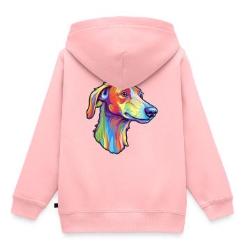 Lurcher Hunderasse Cartoon Kawaii Illustration - Kinder Premium Organic Hoodie - Rosa - Hinten - AI Model Kid Female (0cm)