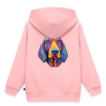 Hannoveraner Hund Rasse Cartoon Kawaii Illustration - Kinder Premium Organic Hoodie - Rosa - Hinten - AI Model Kid Female (0cm)