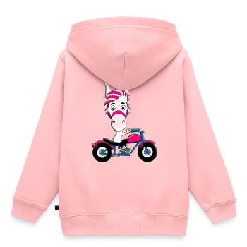 MOTORRAD - BIKER - EINHORN - Kinder Premium Organic Hoodie - Rosa - Hinten - AI Model Kid Female (0cm)