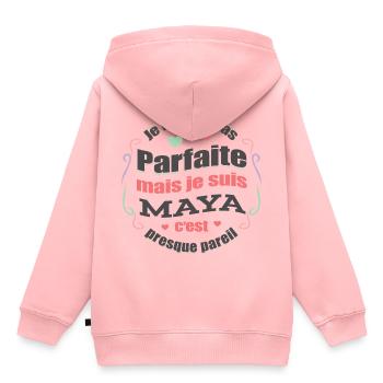 MAYA PARFAITE - PRENOM MAYA - Sweat Premium à capuche enfant bio - rose - Dos - AI Model Kid Female (0cm)