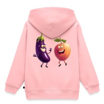 Aubergine und Pfirsich happy together - Kinder Premium Organic Hoodie - Rosa - Hinten - AI Model Kid Female (0cm)