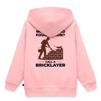 Maçon Briqueteur Maçon Maçonnerie Maçonnerie Maçon Maçon - Sweat Premium à capuche enfant bio - rose - Dos - AI Model Kid Female (0cm)
