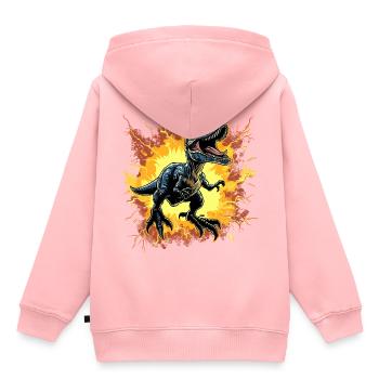 Velociraptor - Kinder Premium Organic Hoodie - Rosa - Hinten - AI Model Kid Female (0cm)