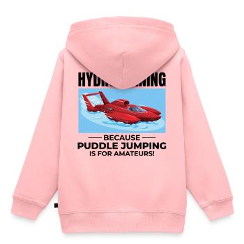 Wasserflugzeug Boot Rennen Humor Pfütze Springen Lustig - Kinder Premium Organic Hoodie - Rosa - Hinten - AI Model Kid Female (0cm)
