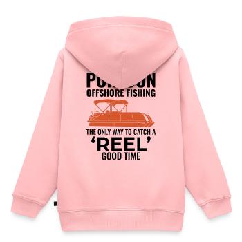 Pontonboot Motorboot Hochseefischen Lustig - Kinder Premium Organic Hoodie - Rosa - Hinten - AI Model Kid Female (0cm)