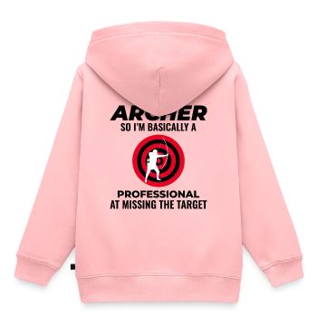 Tir à l’arc Cibles Archer Bullseye Tir Sport - Sweat Premium à capuche enfant bio - rose - Dos - AI Model Kid Female (0cm)