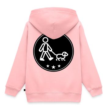 Chien promenant le chien - Sweat Premium à capuche enfant bio - rose - Dos - AI Model Kid Female (0cm)