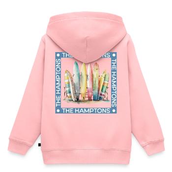 The Hamptons surfing - Kids Premium Organic Hoodie - rose - Back - AI Model Kid Female (0cm)