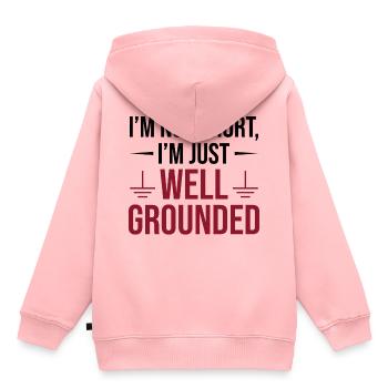 Elektriker: nicht klein, nur gut geerdet - Kinder Premium Organic Hoodie - Rosa - Hinten - AI Model Kid Female (0cm)