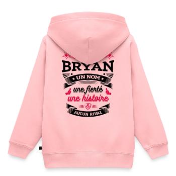 BRYAN UN NOM UNE FIERTÉ AUCUN RIVAL - Sweat Premium à capuche enfant bio - rose - Dos - AI Model Kid Female (0cm)