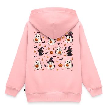Cutes Halloween-Katzen-Muster - Kinder Premium Organic Hoodie - Rosa - Hinten - AI Model Kid Female (0cm)