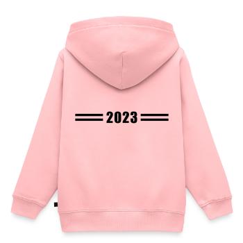 2023 Jahr - Kinder Premium Organic Hoodie - Rosa - Hinten - AI Model Kid Female (0cm)