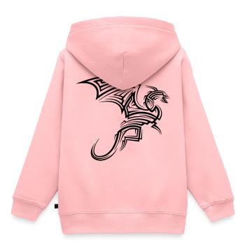 Tatouage tribal dragon - Sweat Premium à capuche enfant bio - rose - Dos - AI Model Kid Female (0cm)