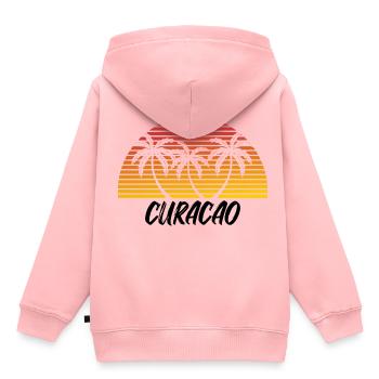 Curacao - Kinder Premium Organic Hoodie - Rosa - Hinten - AI Model Kid Female (0cm)