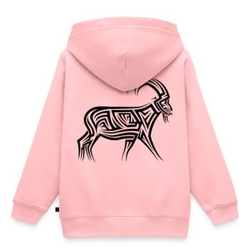 Bergziege Tribal Tattoo - Kinder Premium Organic Hoodie - Rosa - Hinten - AI Model Kid Female (0cm)