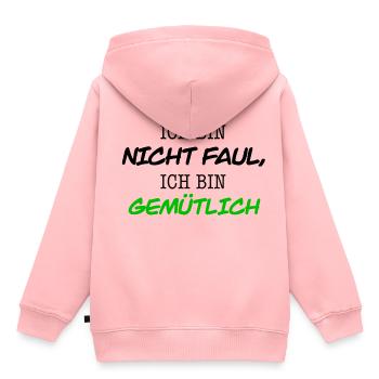 Ich bin nicht Faul, ich bin gemütlich. - Kinder Premium Organic Hoodie - Rosa - Hinten - AI Model Kid Female (0cm)
