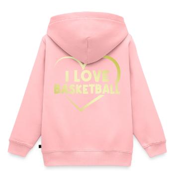 Ich liebe Basketball Herz - Kinder Premium Organic Hoodie - Rosa - Hinten - AI Model Kid Female (0cm)