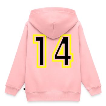 14 Number College - Kids Premium Organic Hoodie - rose - Back - AI Model Kid Female (0cm)