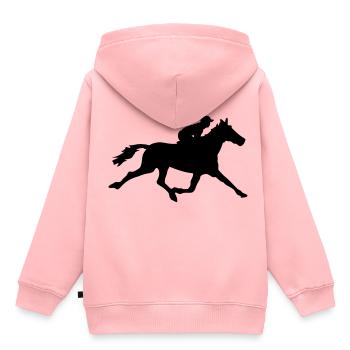 cheval course hippique - Sweat Premium à capuche enfant bio - rose - Dos - AI Model Kid Female (0cm)