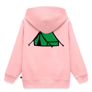 Zelt Zelten - Kinder Premium Organic Hoodie - Rosa - Hinten - AI Model Kid Female (0cm)