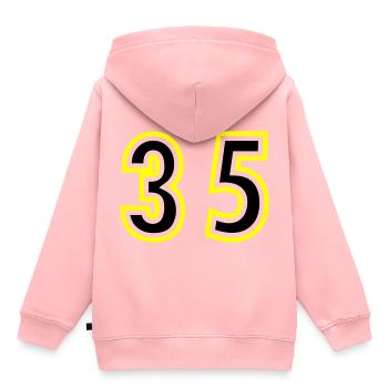 35 Number College - Kids Premium Organic Hoodie - rose - Back - AI Model Kid Female (0cm)