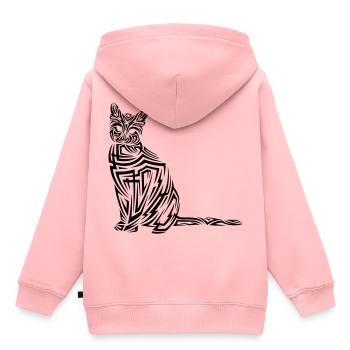 Katze Tribal Tattoo - Kinder Premium Organic Hoodie - Rosa - Hinten - AI Model Kid Female (0cm)