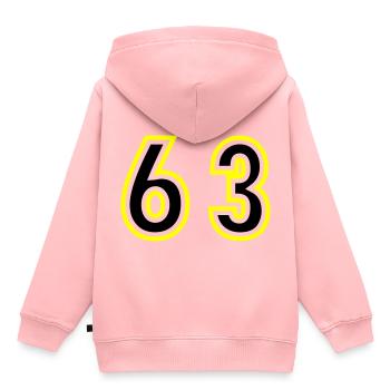63 Number College - Kids Premium Organic Hoodie - rose - Back - AI Model Kid Female (0cm)
