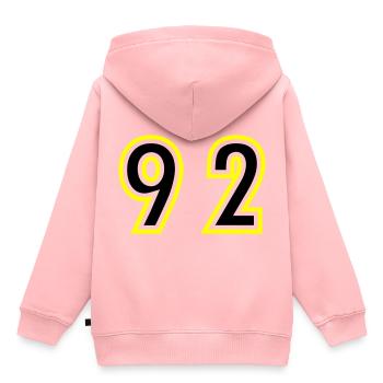 92 Zahl College - Kinder Premium Organic Hoodie - Rosa - Hinten - AI Model Kid Female (0cm)