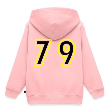 79 Nombre Collège - Sweat Premium à capuche enfant bio - rose - Dos - AI Model Kid Female (0cm)