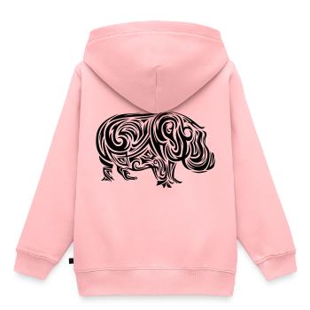 Nilpferd Tribal Tattoo - Kinder Premium Organic Hoodie - Rosa - Hinten - AI Model Kid Female (0cm)