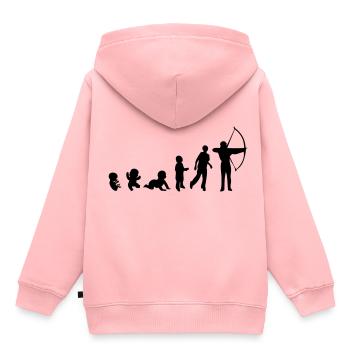 Evolution Mensch Sport Bogen schießen - Kinder Premium Organic Hoodie - Rosa - Hinten - AI Model Kid Female (0cm)