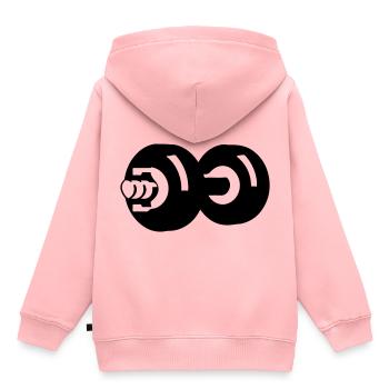 Dumbbell Gym Symbol Workout - Sweat Premium à capuche enfant bio - rose - Dos - AI Model Kid Female (0cm)