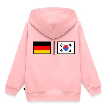 Germany & Korea - Kinder Premium Organic Hoodie - Rosa - Hinten - AI Model Kid Female (0cm)