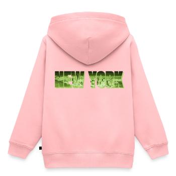 New York NYC Neon - Sweat Premium à capuche enfant bio - rose - Dos - AI Model Kid Female (0cm)