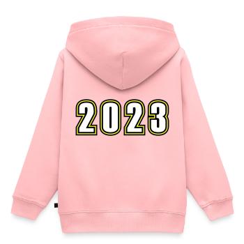 2023 Jahr - Kinder Premium Organic Hoodie - Rosa - Hinten - AI Model Kid Female (0cm)