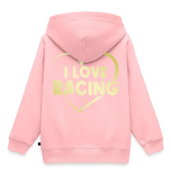 Ich liebe Rennen - Kinder Premium Organic Hoodie - Rosa - Hinten - AI Model Kid Female (0cm)