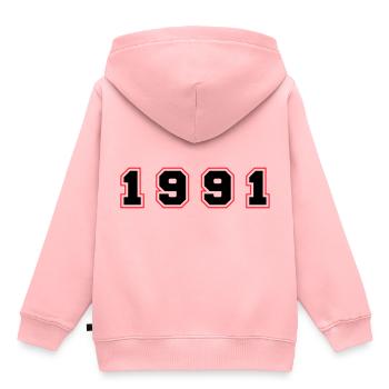 1991 Jahr Zahl - Kinder Premium Organic Hoodie - Rosa - Hinten - AI Model Kid Female (0cm)